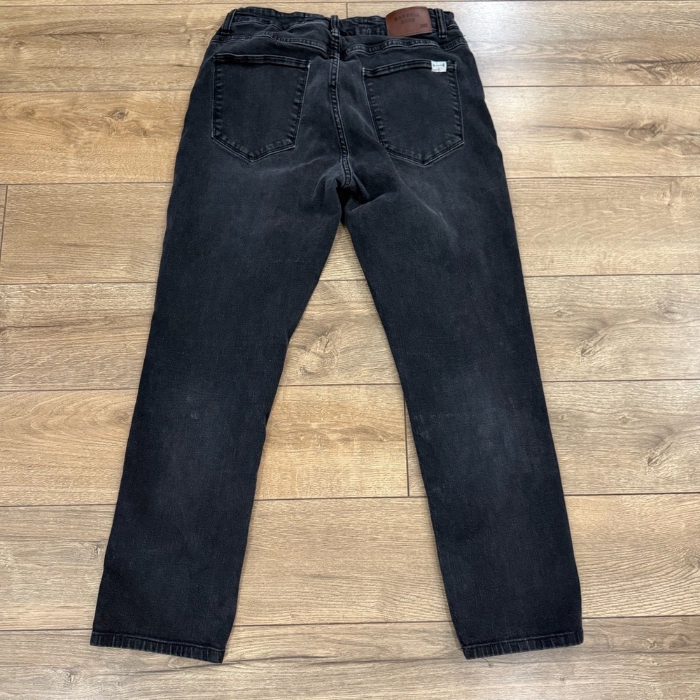 Barbell Jeans Mens 30 Black Slim Fit Black Denim Leather‎ Brand Patch Athletic - Picture 3 of 6